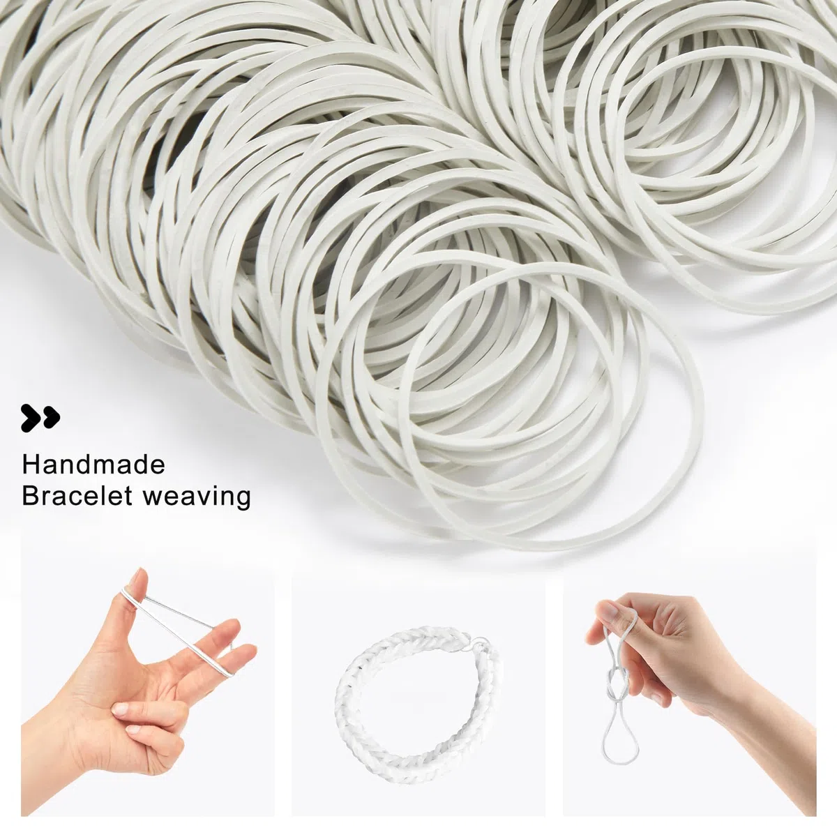 500Pezzi elastici bande elastiche cartella di file stazionario spesso forte elastico elastico elastici per la scuola forniture per ufficio a casa artigianato industriale fai da 38mm dimensioni bianco