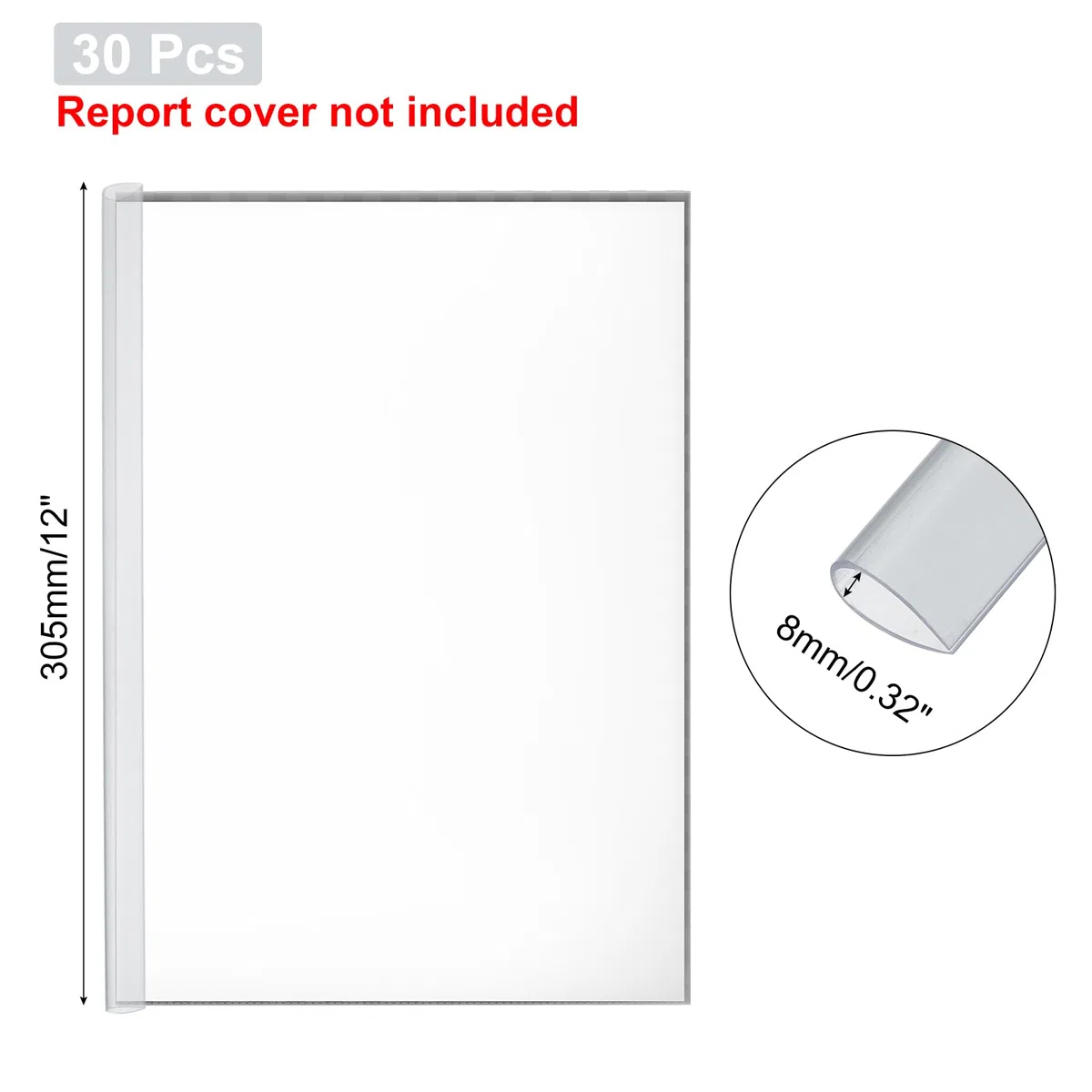 PATIKIL 30pz Barre Rilegatura, 8mm Dorsi Plastici Rilegatura Capacità 50 Fogli Formato A4 Raccoglitore per Relazioni a Forma Goccia per Copertina Relazione Curriculum, Trasparente