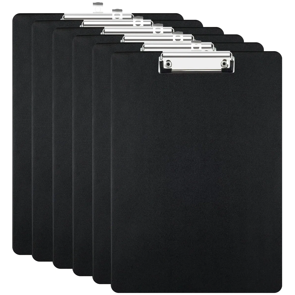 6 Pezzi Portablocco A4, Portablocchi in Plastica, Cartelline Portadocumenti con Pinza in Metallo per Appunti, Moduli, Documenti, Disegni (Nero)