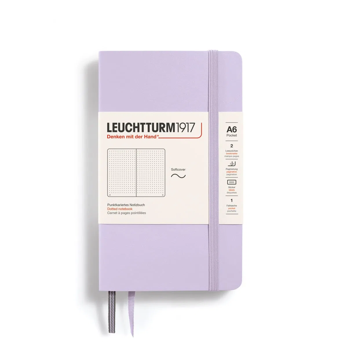 LEUCHTTURM1917 368159 Taccuini Pocket A6, Copertina morbida, 123 pagine numerate, Lilac, Puntini