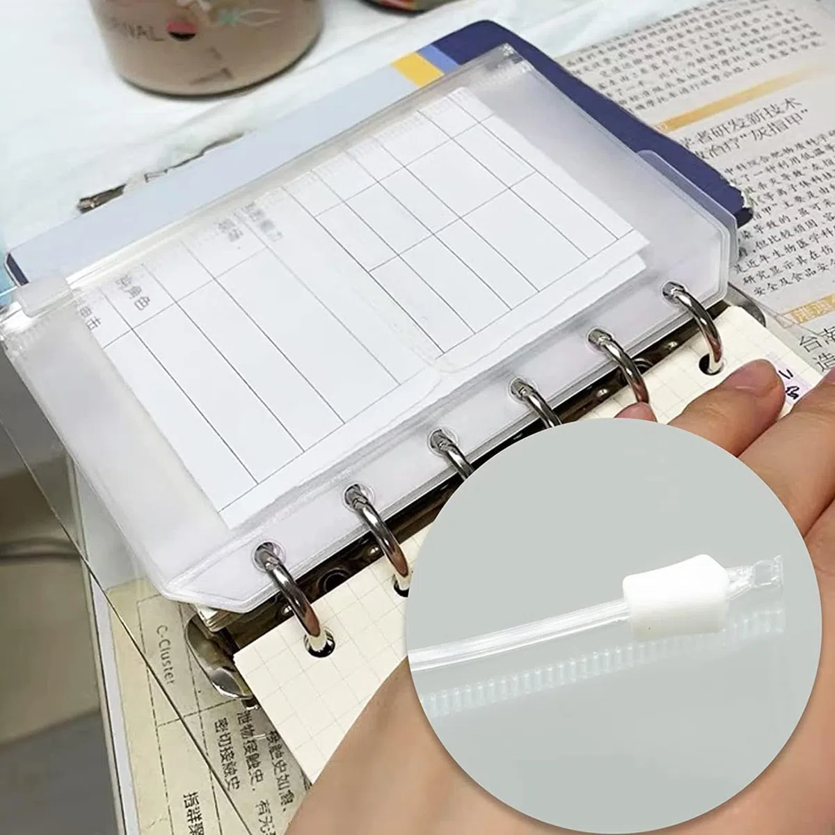Buste Portadocumenti in Plastica,20 PCS Buste Trasparenti A5 con Cerniera 6 Fori Perforati Universali Bustes in PVC Senza Odore per Money Binder Agenda Risparmio Soldi Cash Stuffing