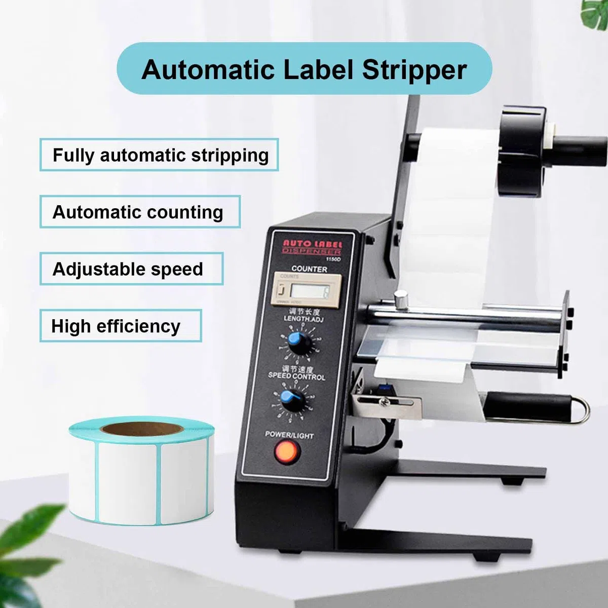 Distributore Automatico di Etichette Commerciale, Macchina per Spellare Le Etichette con Display Digitale, Larghezza Etichetta 5-140 Mm, velocità Regolabile 1-8 M/Min