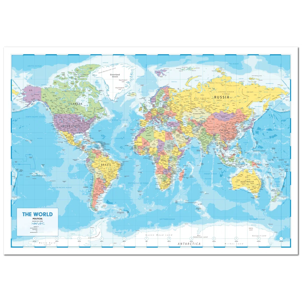 Poster Da Parete Con Mappa Del Mondo, 84 x 60 cm, Grande Mappa Dell'Europa - Idea Regalo per Aule o Geografia