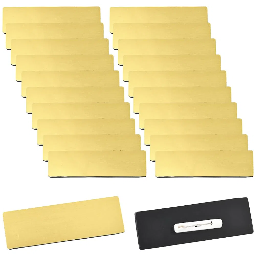 25 pz. Spille con Nome in Oro Badge con Nome Vuoto in Plastica PVC Rettangolari Personalizzate Riutilizzabili con Supporto di Sicurezza Spille Porta Badge per Impiegati Studenti Dip