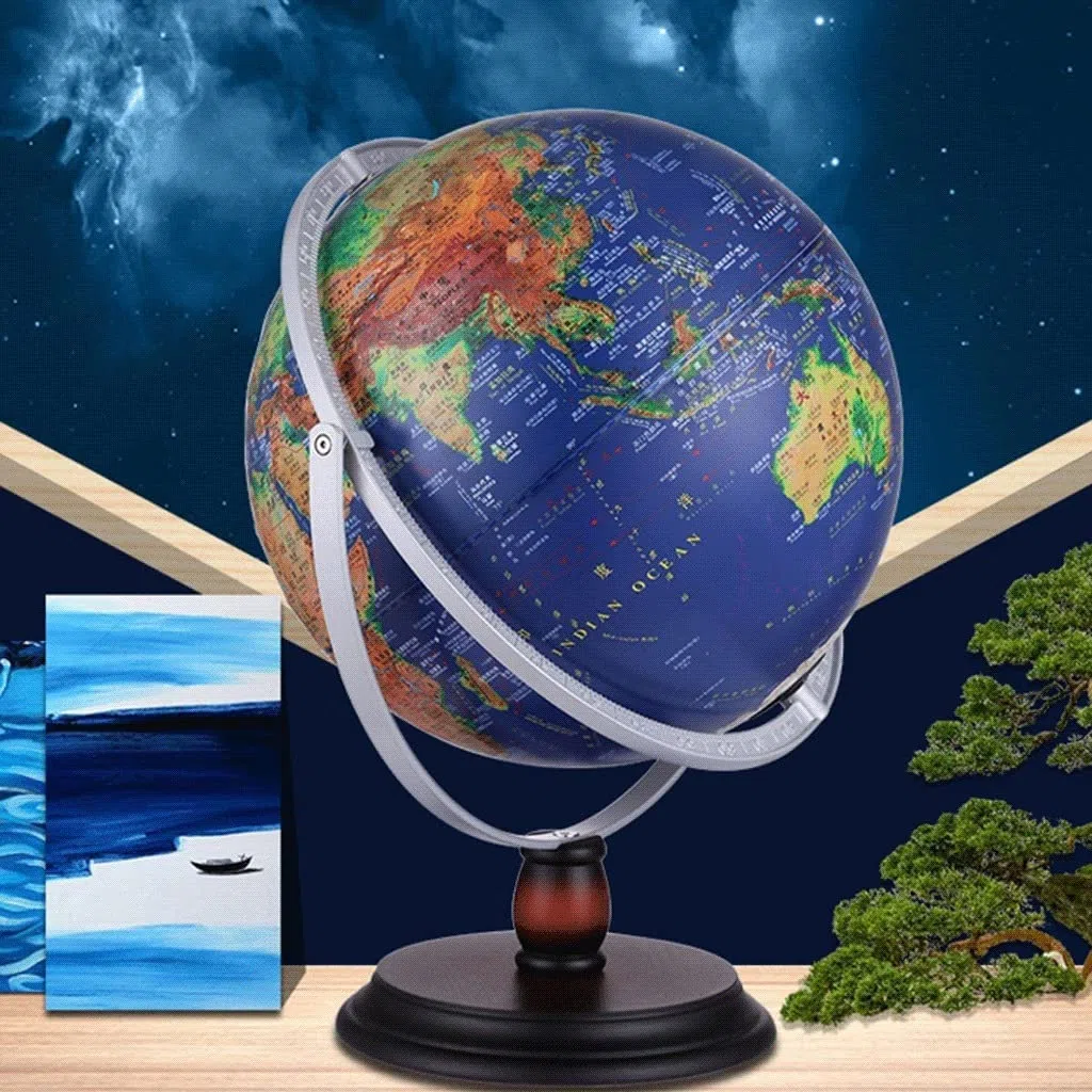 POCHY Mappamondi Mini mappamondo Blue Oceans Globo geografico Globo educativo bilingue Illuminato Globo Unico per la casa della Scuola Pratico Moda