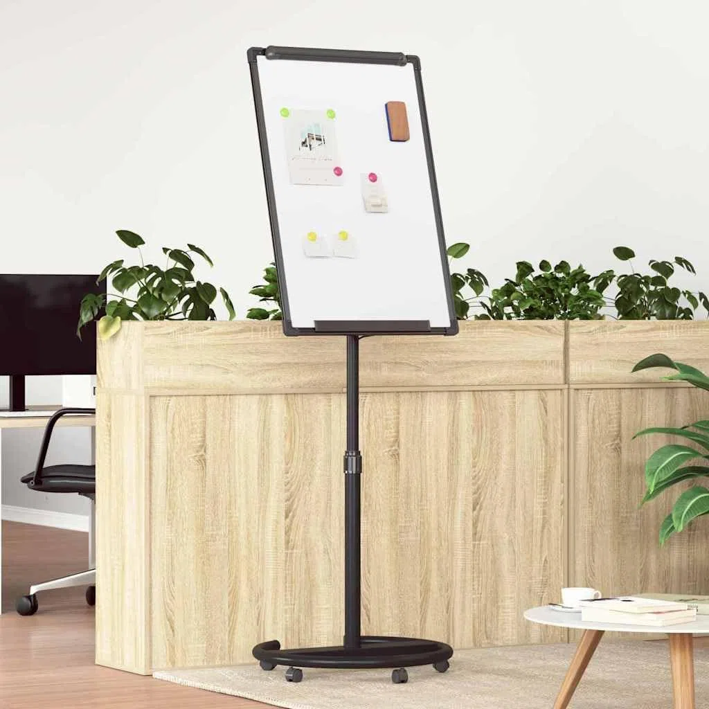 Lavagna magnetica 62 x 62,5 x 197 cm, altezza regolabile con supporto mobile, 5 ruote, per ufficio e scuola