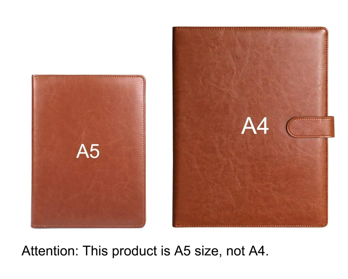 Mymazn Portablocco A5 Blocco Appunti Portablocco in Pelle Supporto Per Blocco File Organizer con Tasca Interna Marrone