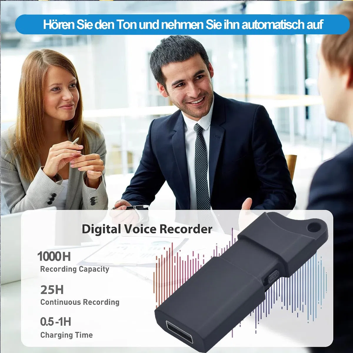 64GB Registratore Vocale, USB Digital microfono Riproduzione Digitale Registratore Audio Piccolo per Conferenze e Riunioni per Lezioni Riunioni Interviste