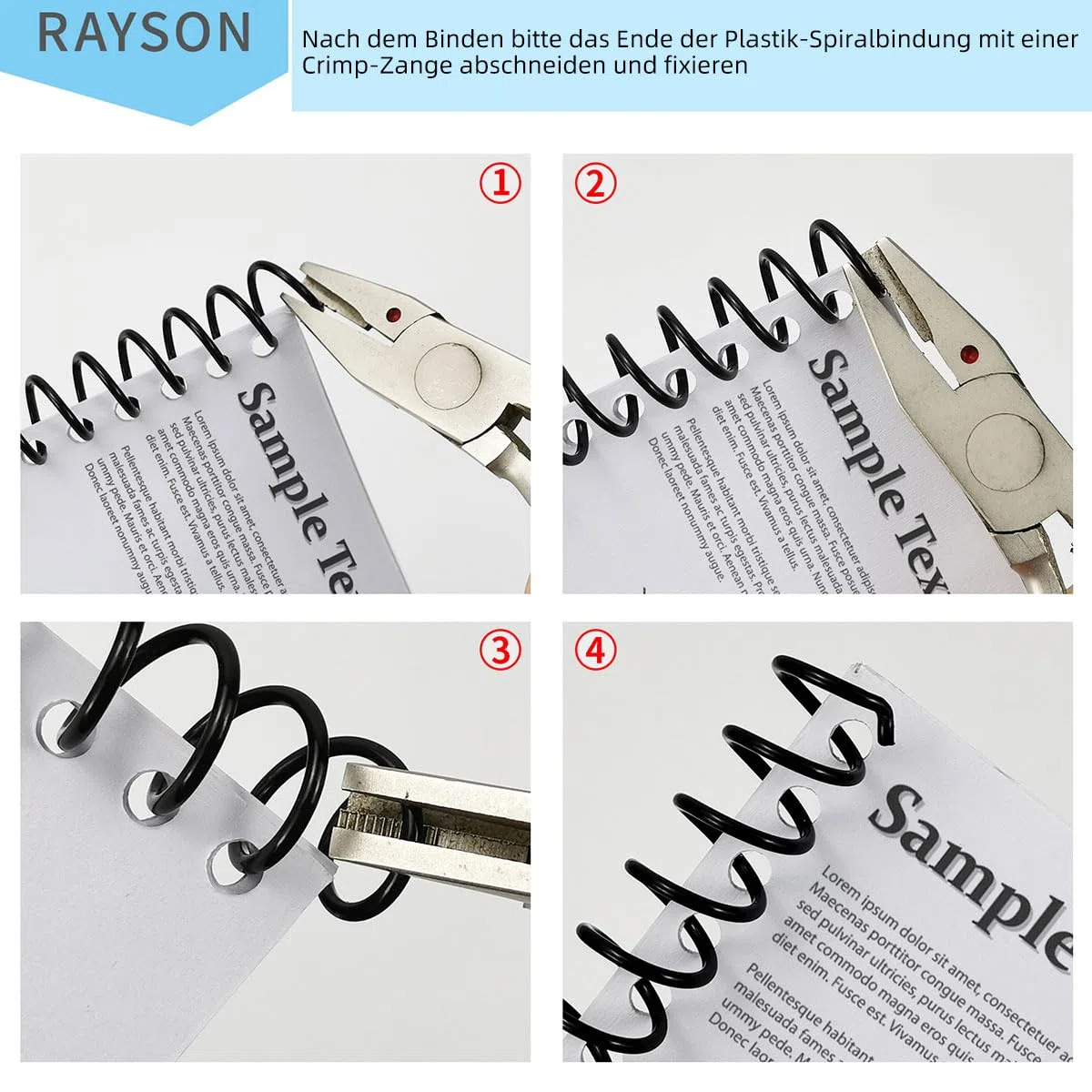 RAYSON Spirale per Rilegatura a Spirale, 40 Fogli, 7,9 mm, Passo 3:1, A4, Nera, Confezione da 100