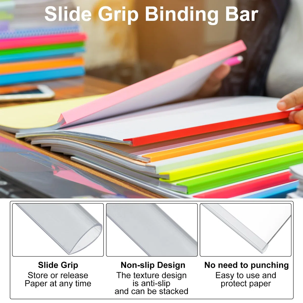 PATIKIL 30pz Barre Rilegatura, 8mm Dorsi Plastici Rilegatura Capacità 50 Fogli Formato A4 Raccoglitore per Relazioni a Forma Goccia per Copertina Relazione Curriculum, Trasparente