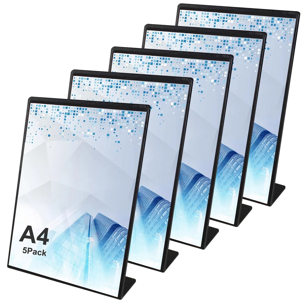 Espositore da tavolo in acrilico A4, inclinato, in plexiglas trasparente, per menu, volantini e pubblicità, supporto a T, formato A4, supporto a L, per ufficio, ristorante, negozio, hotel
