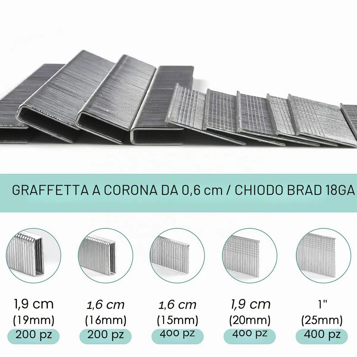 NEU MASTER Chiodi 18GA/graffette Type90 18GA, set totale di 1600 pezzi per pinzatrice NTC0040/NTC0023 chiodatrice (NTC0040/NTC0023 non inclusi)