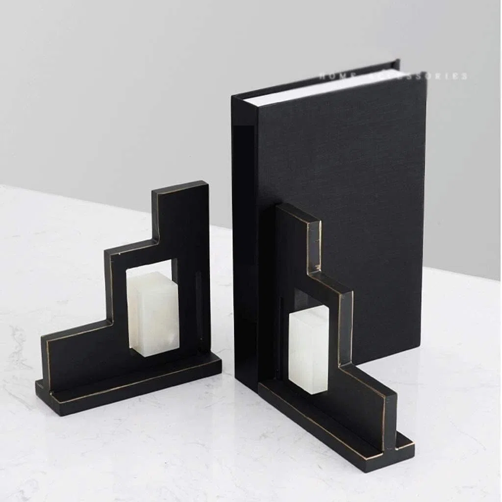 Reggi Libri, Fermalibri Eleganti fermalibri Fermalibri decorativi in ​​marmo Libri in attesa polacchi naturali Ufficio Casa Scrivania