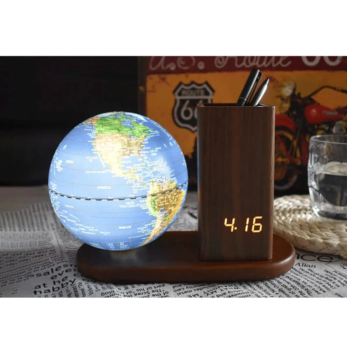 LIOONS Mappamondi Mappamondo Illuminato Mappamondo Globo Illuminato Ricaricabile con Orologio Digitale Globi Geografici Globi Touch Switch Fine e Chiaro