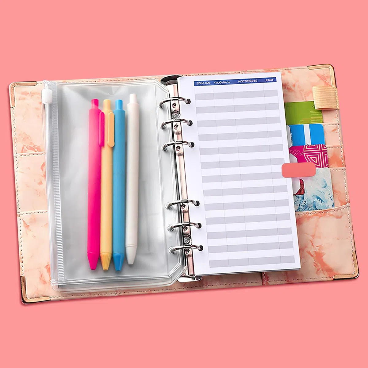 Buste Portadocumenti in Plastica,20 PCS Buste Trasparenti A5 con Cerniera 6 Fori Perforati Universali Bustes in PVC Senza Odore per Money Binder Agenda Risparmio Soldi Cash Stuffing