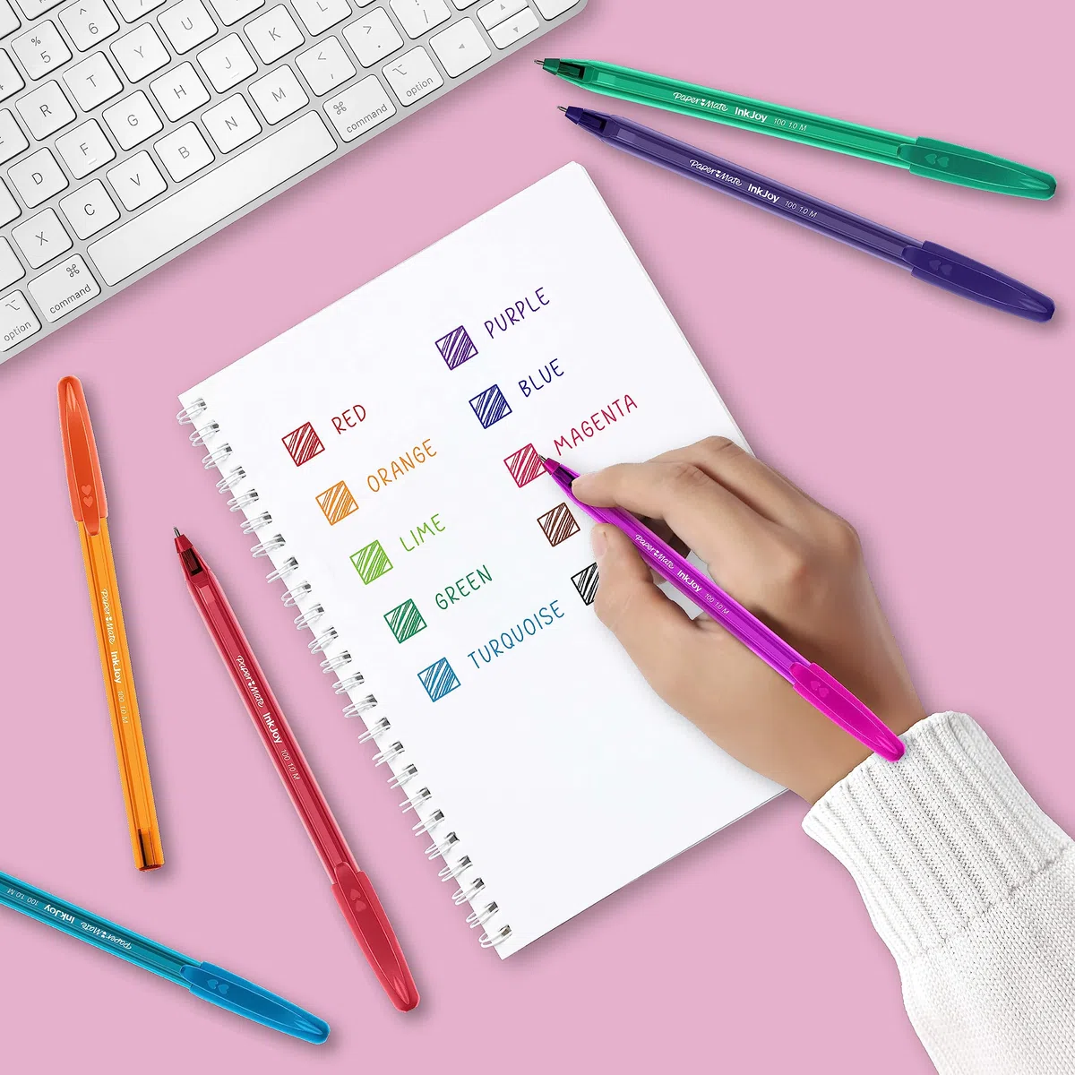 Paper Mate Inkjoy 100ST Penna a Sfera, Punta Media (1.0 mm), Colori per Ufficio Assortiti, 27 Pezzi