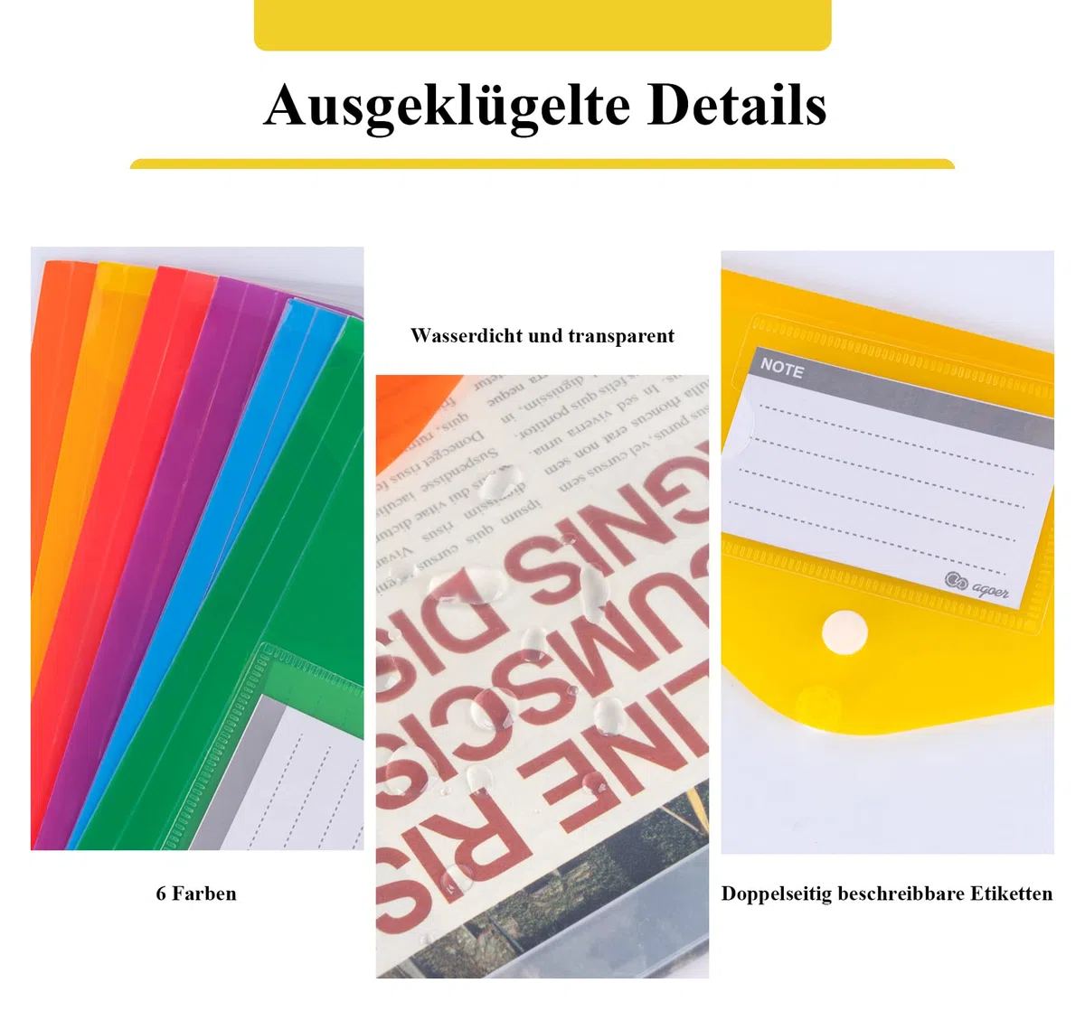 Agoer 24 Cartelle Portadocumenti A4 Espandibili, 6 Colori, 30.5 x 24 x 2 cm, 2 Tasche, 270 Fogli, 2 Bottoni, Tasca per Etichette, 11 Fori per Rilegatura