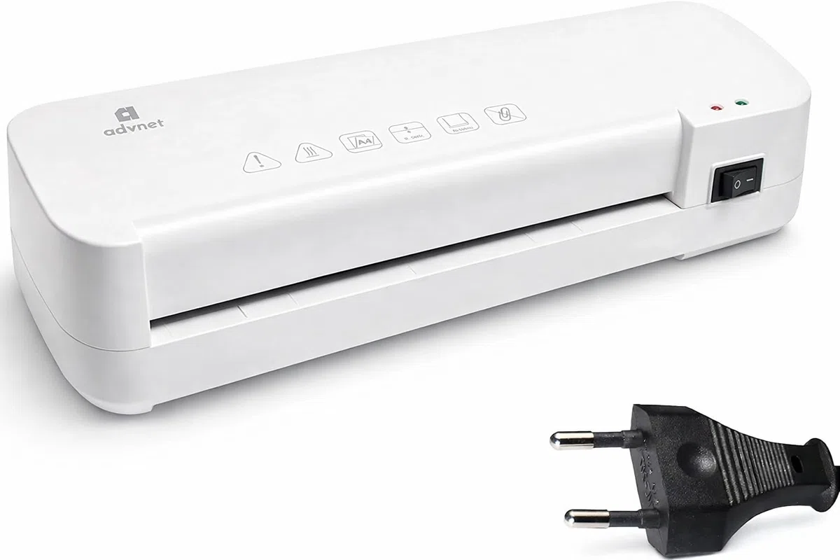 Plastificatrice A4 ADVNET 200W, Laminatrice Compatta con Doppio Rullo, Riscaldamento Rapido e Pouch 70–100 Micron, Ideale per Ufficio, Scuola e Casa