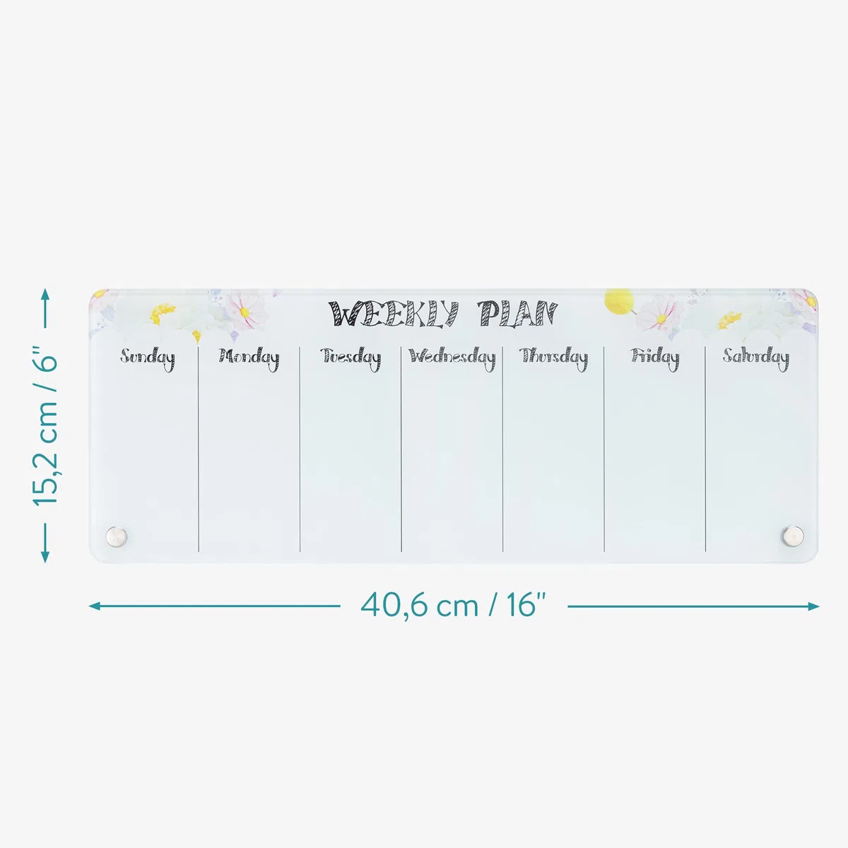 Navaris Planner Settimanale Scrivania - Weekly Planner con Pennarello Cancellabile a Secco - Planning Settimanale da Tavolo - Agenda da Tavolo Fiori