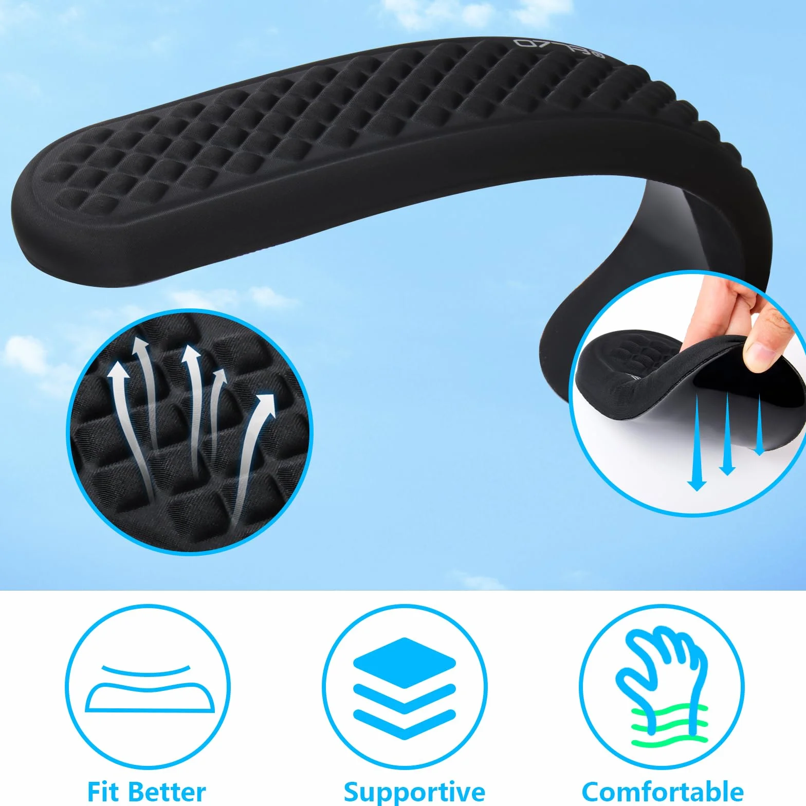 ELZO Poggiapolsi per Tastiera e Mouse con Memory Foam, Wrist Rest per Computer dal Design Ergonomico, Base in Gomma Antiscivolo per Laptop, Digitazione Facile e Allevia il Dolore al Polso