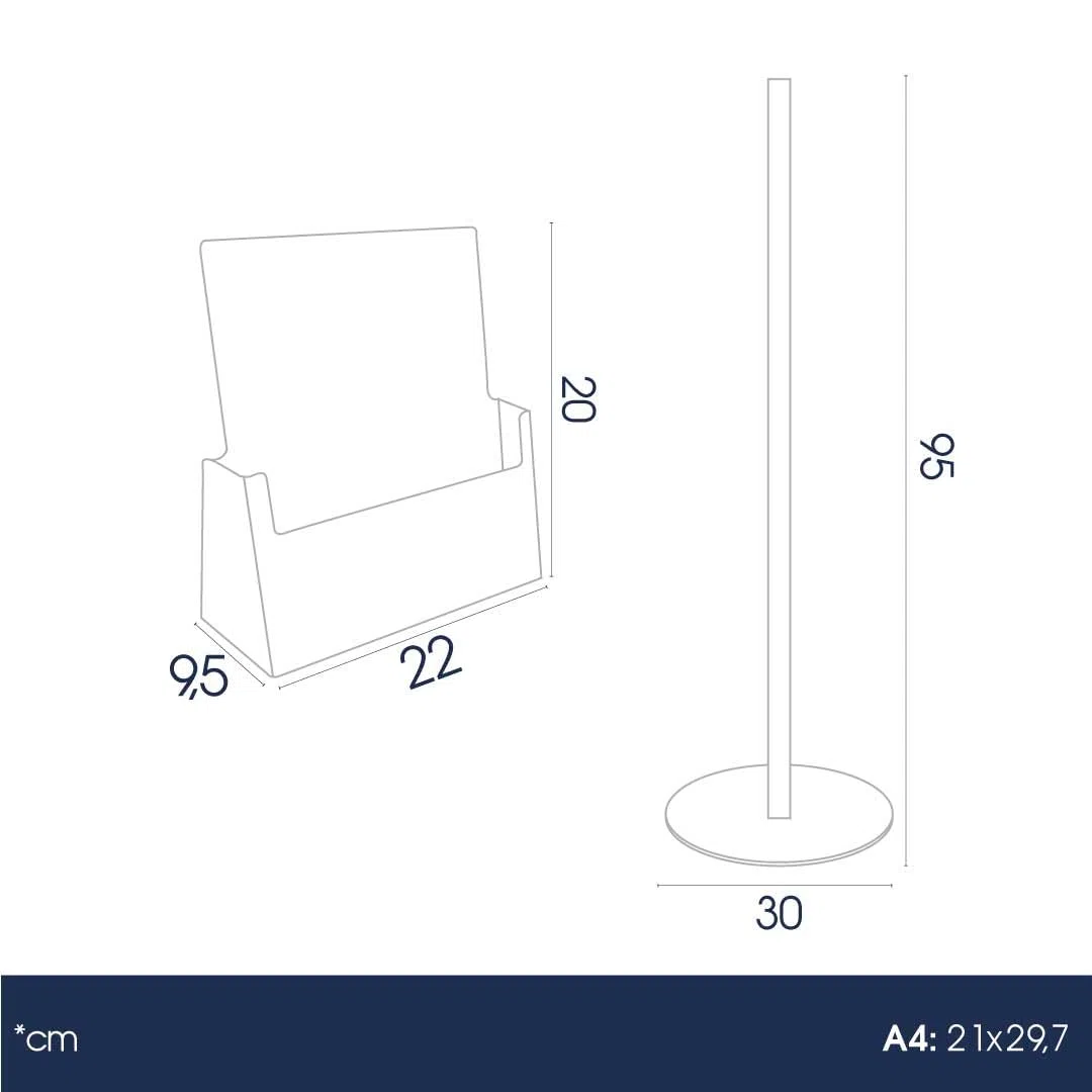 Danieli - Porta Depliant da Terra in Acrilico Trasparente A4 con 1 tasca, per Riviste e Brochure. Porta Volantini Resistente da Utilizzare come Espositore per Ufficio e Negozi. (Alluminio Silver)