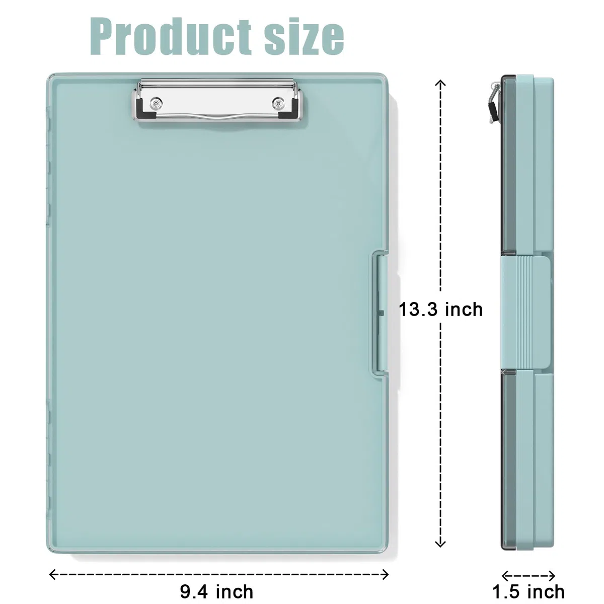 Portablocco con Scomparti, Nero, 21,6 x 27,9 cm (foglio), Apertura Laterale, Resistente, Scrivania Portatile, per Insegnanti, Studio, Ufficio, 33,8 x 23,9 x 3,8 cm (Green)