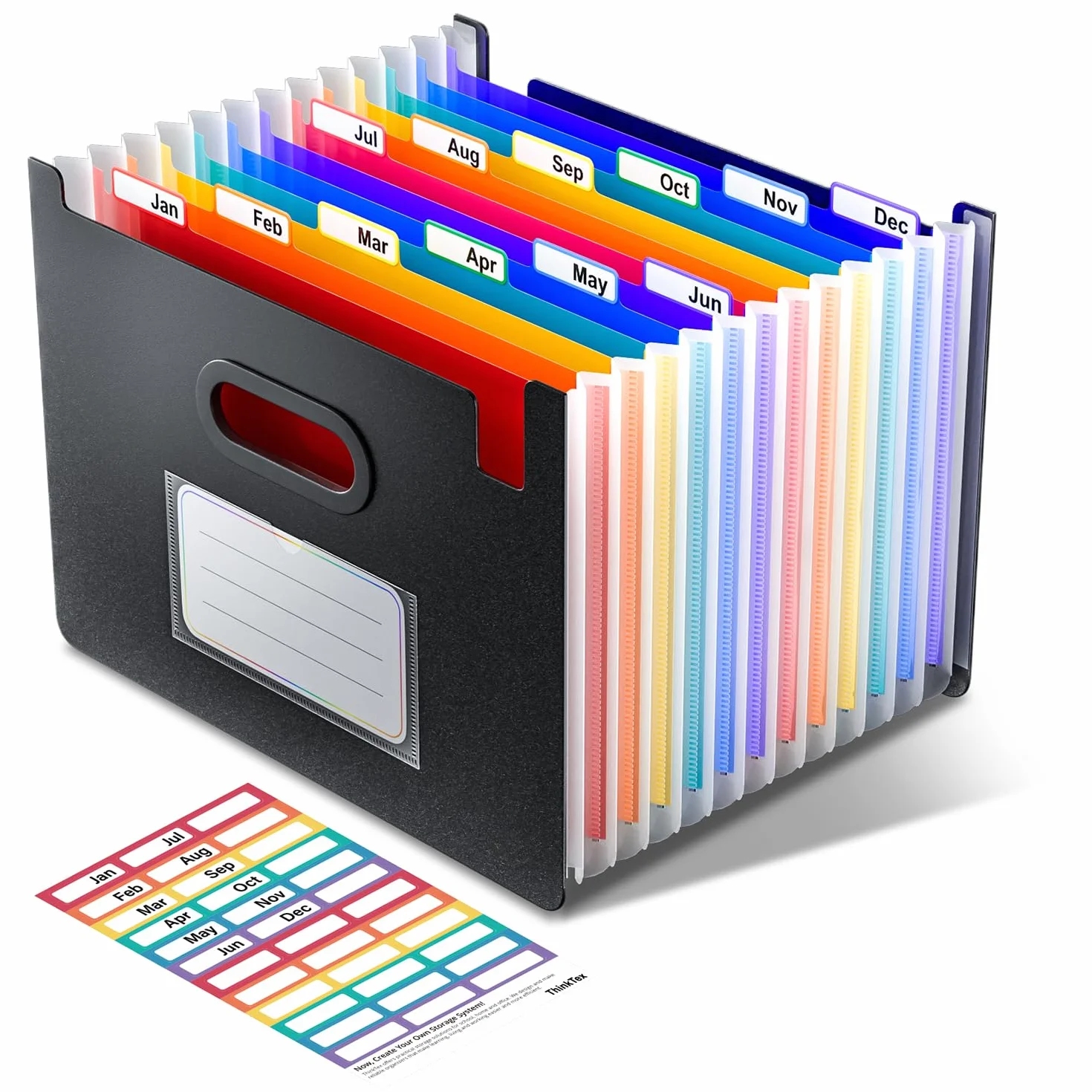 ThinkTex Cartella Portadocumenti Espandibile, A4 Porta Documenti Fisarmonica, 12 Tasche Raccoglitore Documenti, Senza Coperchio, Organizer Portatile Per Ricevute Mensili, Formato Lettera/A4