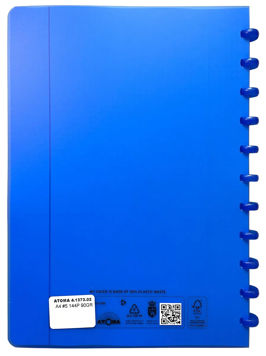 Atoma - Quaderno A4 con anelli - 72 fogli staccabili (144 pagine) con margine - Copertina in polipropilene riciclabile (blu - a quadretti (5 x 5 mm))