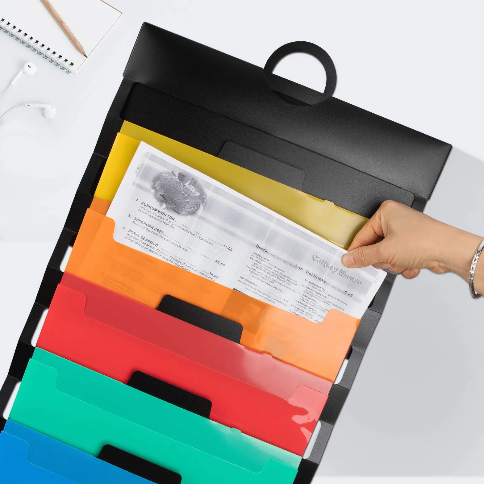 Porta Documenti da Appendere a Parete File Organizer A4 Chart Cartellina Porta Brochure Plastica Impermeabile con 6 Tasche Pieghevole per Ufficio Scuola
