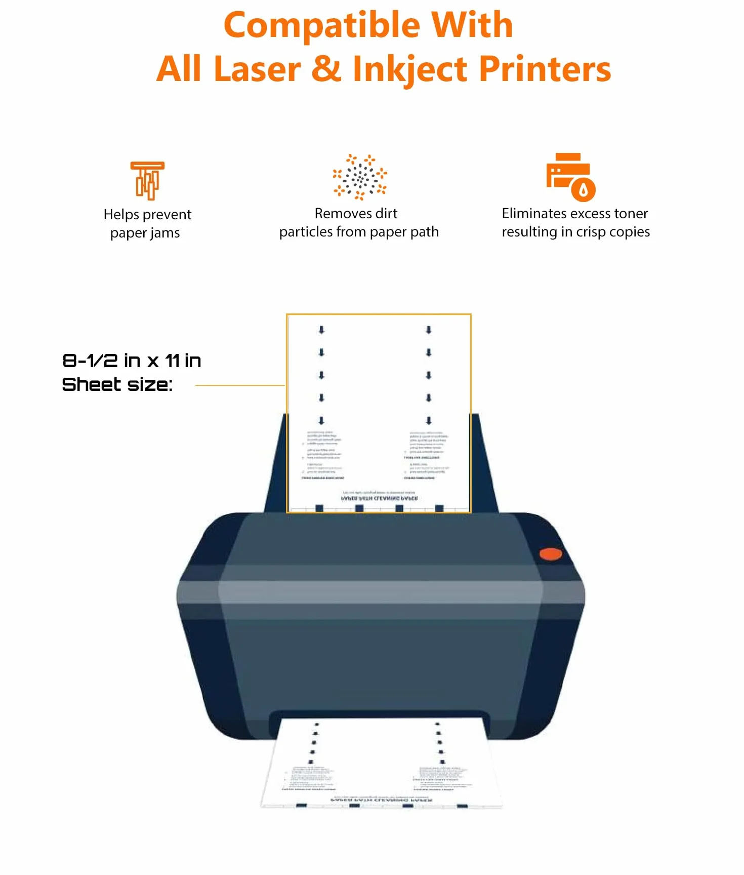 Foglio di pulizia per stampanti laser e a getto d'inchiostro (8,5 x 11) 10 fogli