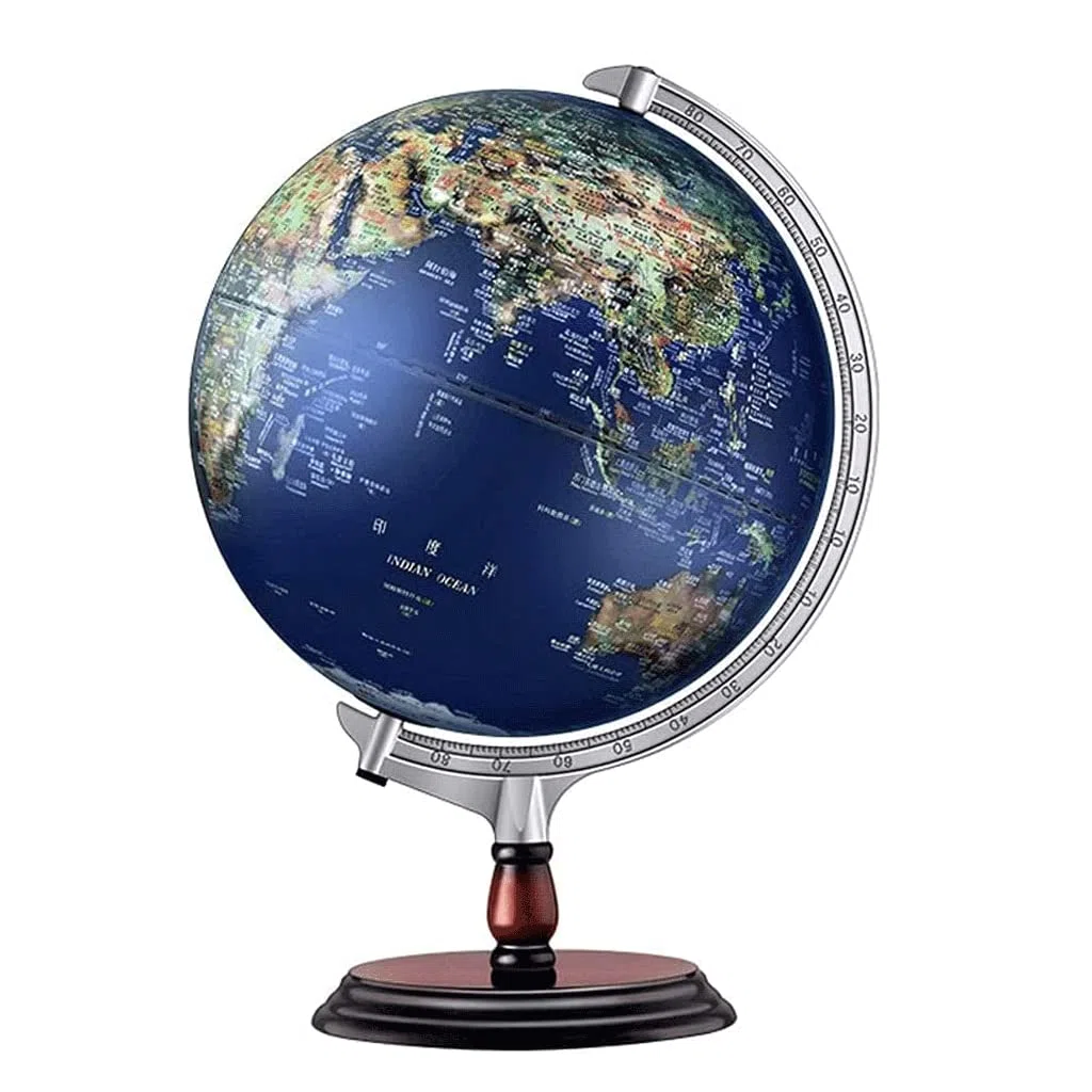 POCHY Mappamondi Mini mappamondo Blue Oceans Globo geografico Globo educativo bilingue Illuminato Globo Unico per la casa della Scuola Pratico Moda