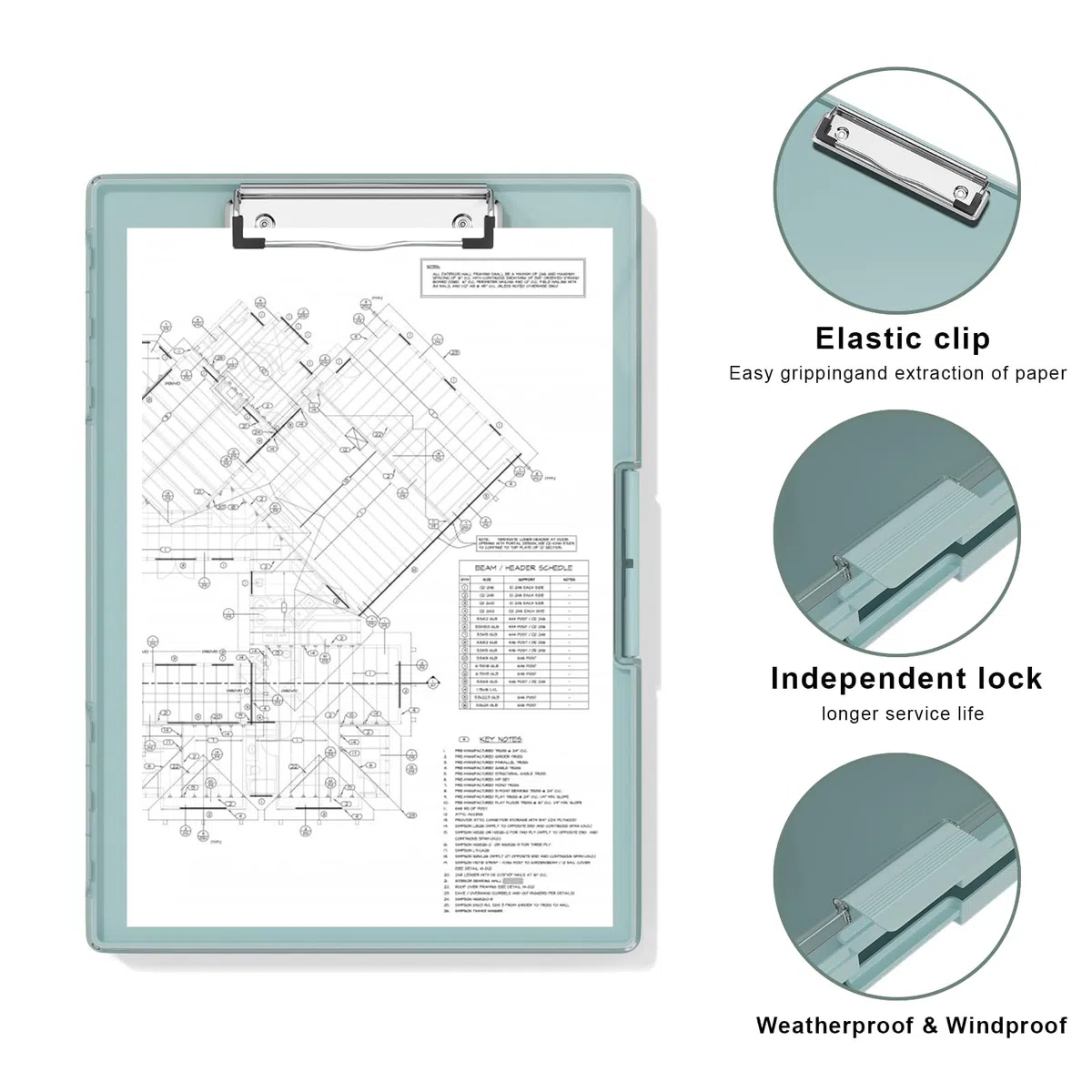 Portablocco con Scomparti, Nero, 21,6 x 27,9 cm (foglio), Apertura Laterale, Resistente, Scrivania Portatile, per Insegnanti, Studio, Ufficio, 33,8 x 23,9 x 3,8 cm (Green)