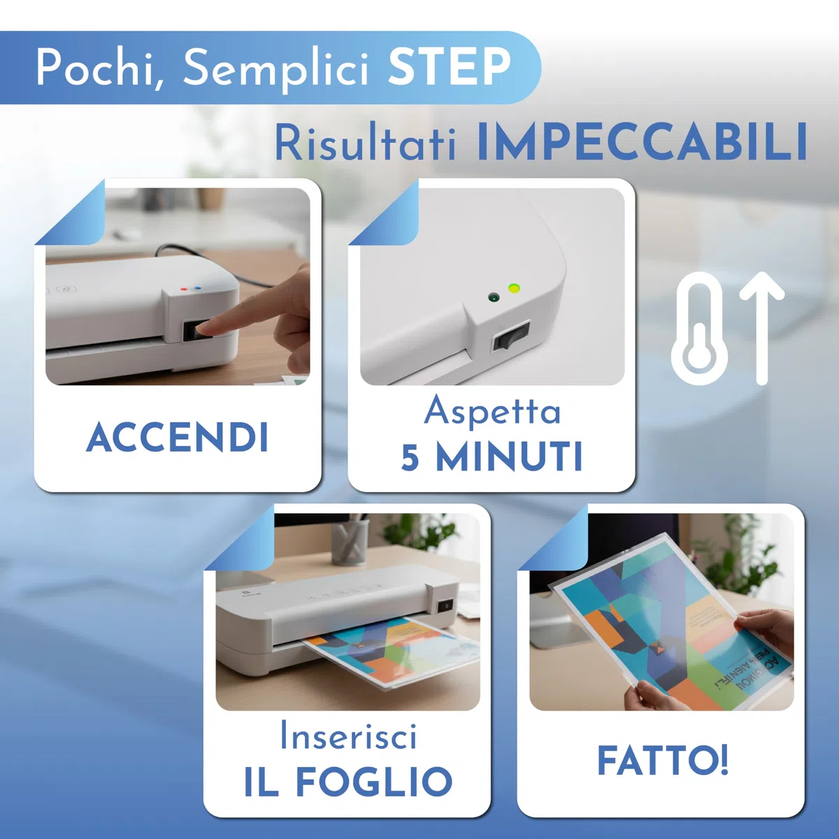 Plastificatrice A4 ADVNET 200W, Laminatrice Compatta con Doppio Rullo, Riscaldamento Rapido e Pouch 70–100 Micron, Ideale per Ufficio, Scuola e Casa