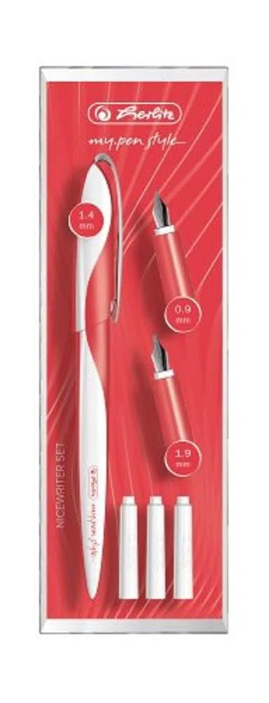Herlitz 11360260 Calligraphy Nicewrite Set Stilografica Calligrafica My.Pen Con 3 Pennini In 3 Diverse Larghezze (0,9 – 1,4 – 1,9 Mm) E 3 Cartucce Per Conf. In 3 Diversi Colori; Fusto Color Rose.