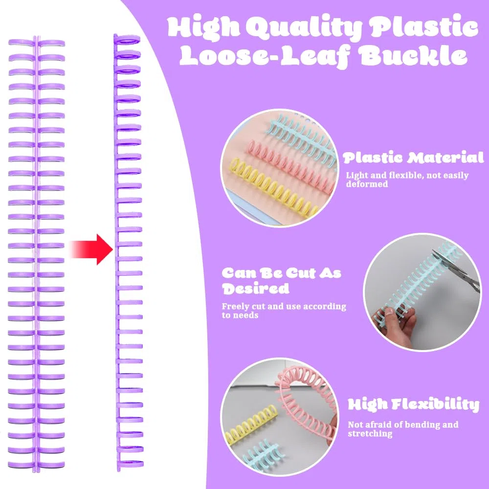 15Pezzi in Plastica a 30 Fori Cartelline a Fogli Sciolti Spirale per Rilegatura Anello di Rilegatura Spine Pettini Dorsi Plastici per Rilegatura 70 Fogli capacità per Carta Taccuino Album