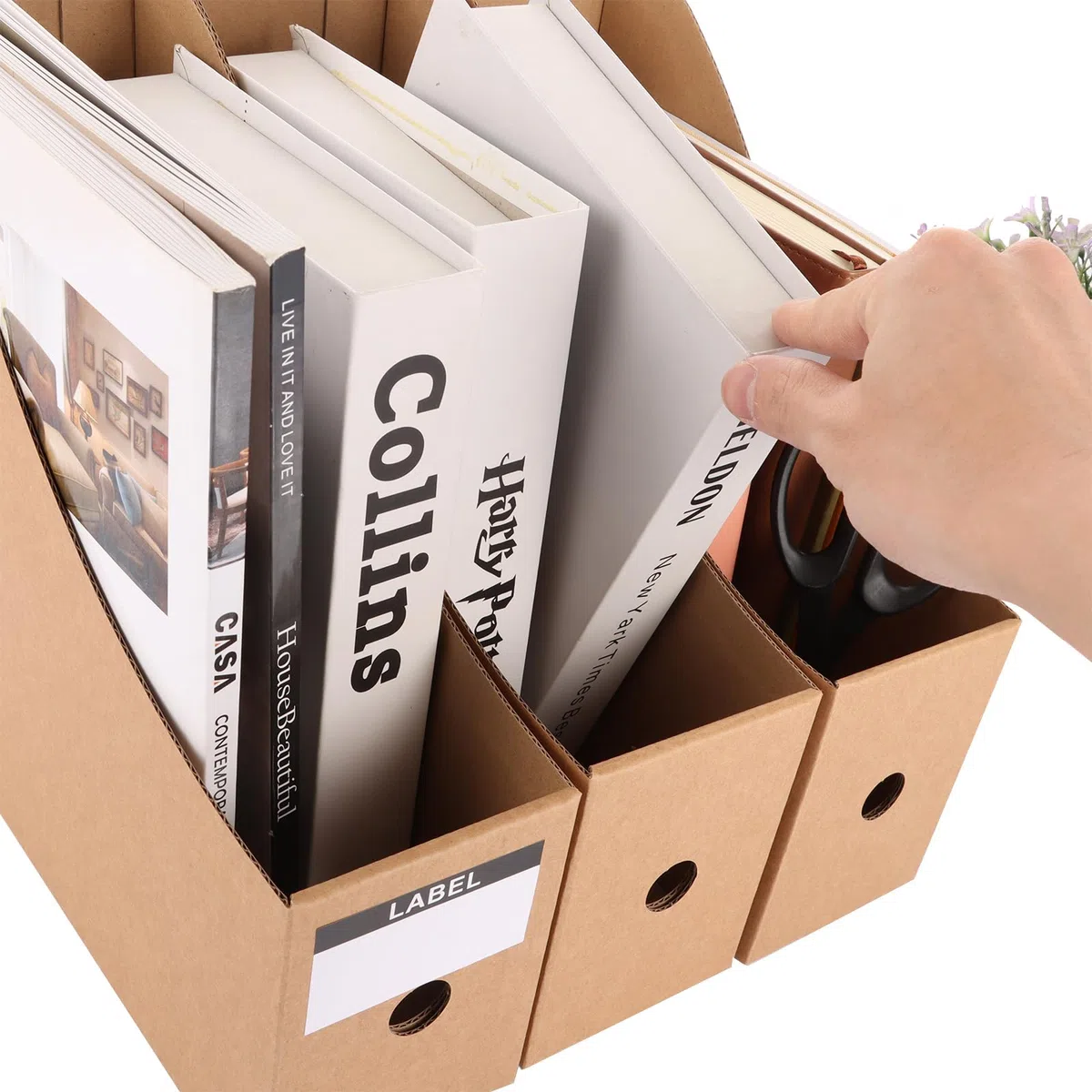 ASelected 10 portariviste in cartone, 26 x 27 x 9 cm, organizer da scrivania per casa, scuola, ufficio