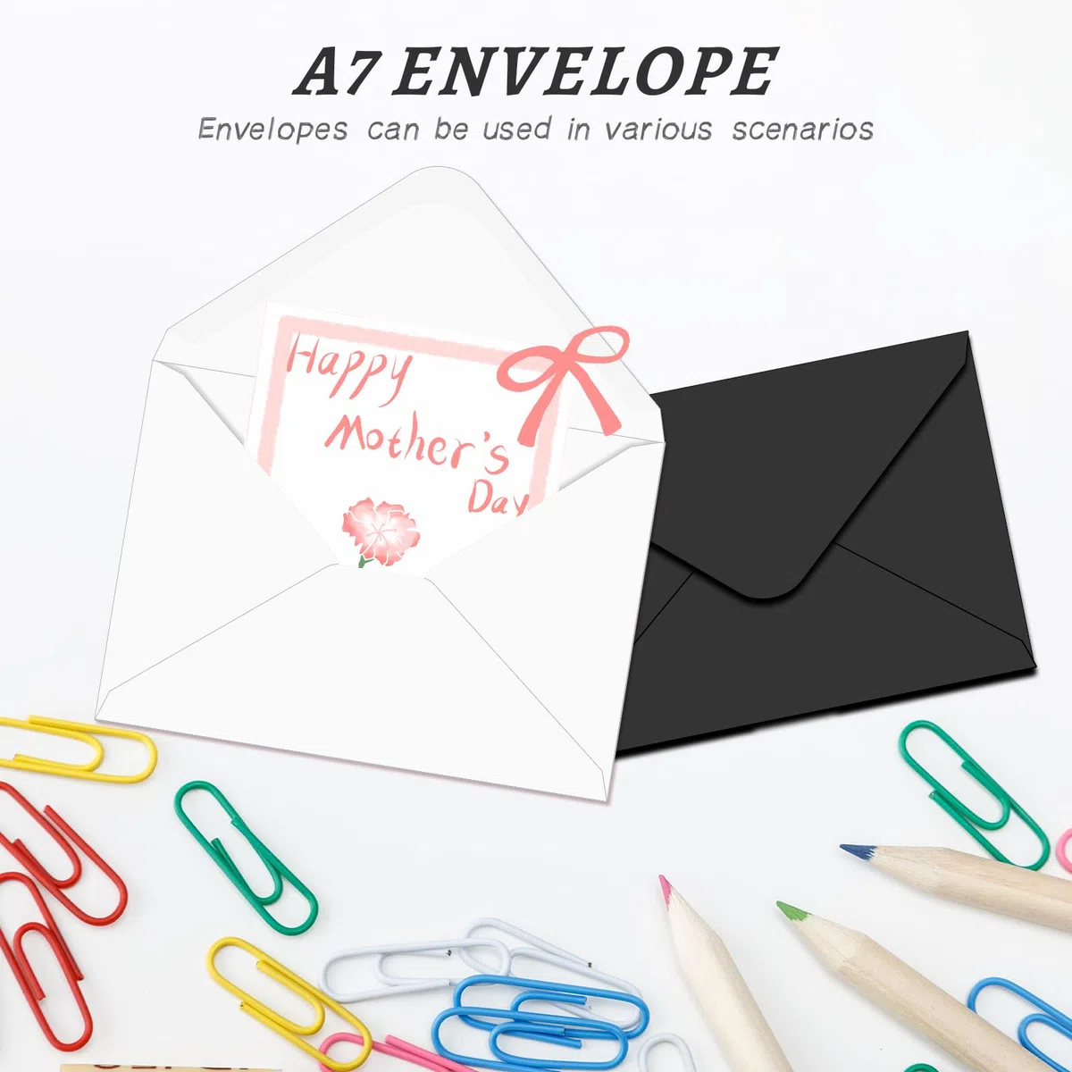 Buste A7, confezione da 100 buste da 13,3 x 18,4 cm, con patta a V, adatte per foto da 13,3 x 18,4 cm, per biglietti, matrimoni, inviti, annunci, regali per bambini, 13,3 x 18,4 cm (200, bianco)