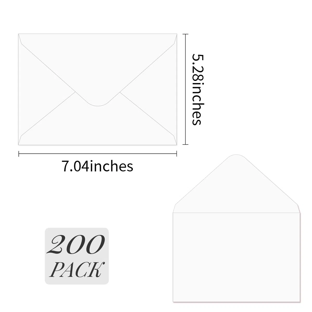 Buste A7, confezione da 100 buste da 13,3 x 18,4 cm, con patta a V, adatte per foto da 13,3 x 18,4 cm, per biglietti, matrimoni, inviti, annunci, regali per bambini, 13,3 x 18,4 cm (200, bianco)