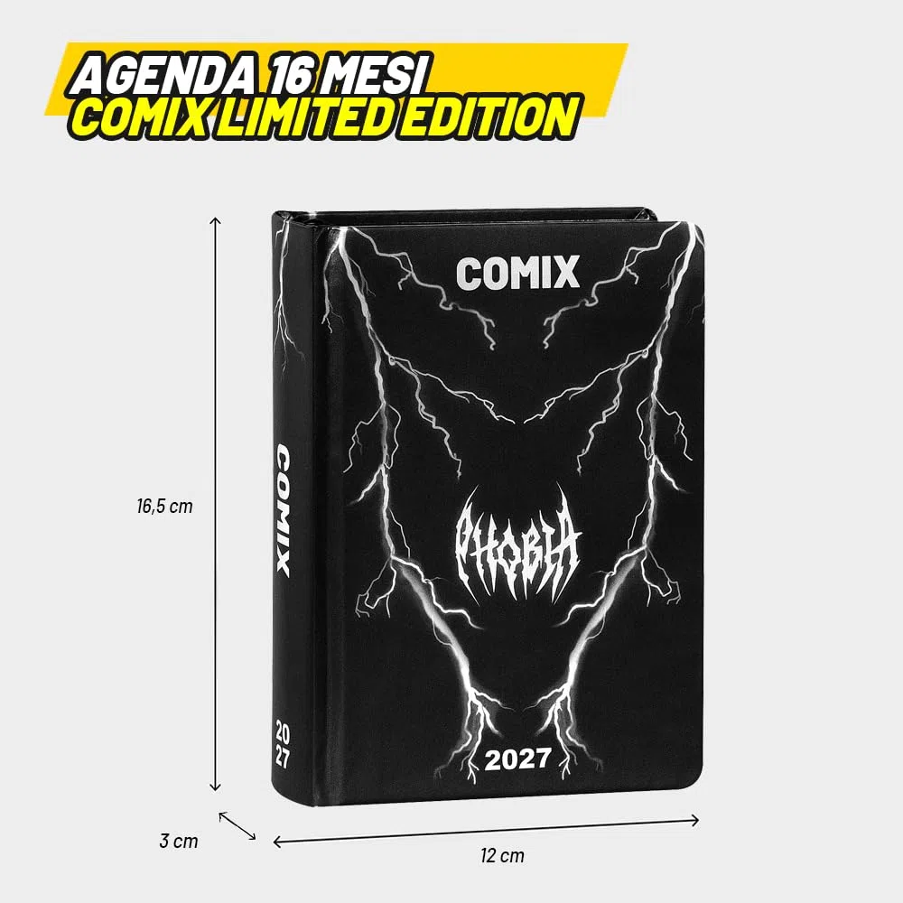 COMIX - Agenda Giornaliera 2027 Limited Fashion Edition, Diario Scuola per Ragazzi e Ragazze, Copertina Rigida con Grafica, Sticker Esclusivi, Interno 100%, 12x16,5 cm