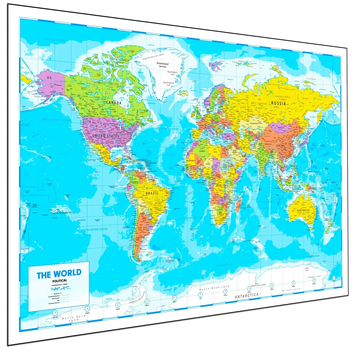 Poster Da Parete Con Mappa Del Mondo, 84 x 60 cm, Grande Mappa Dell'Europa - Idea Regalo per Aule o Geografia