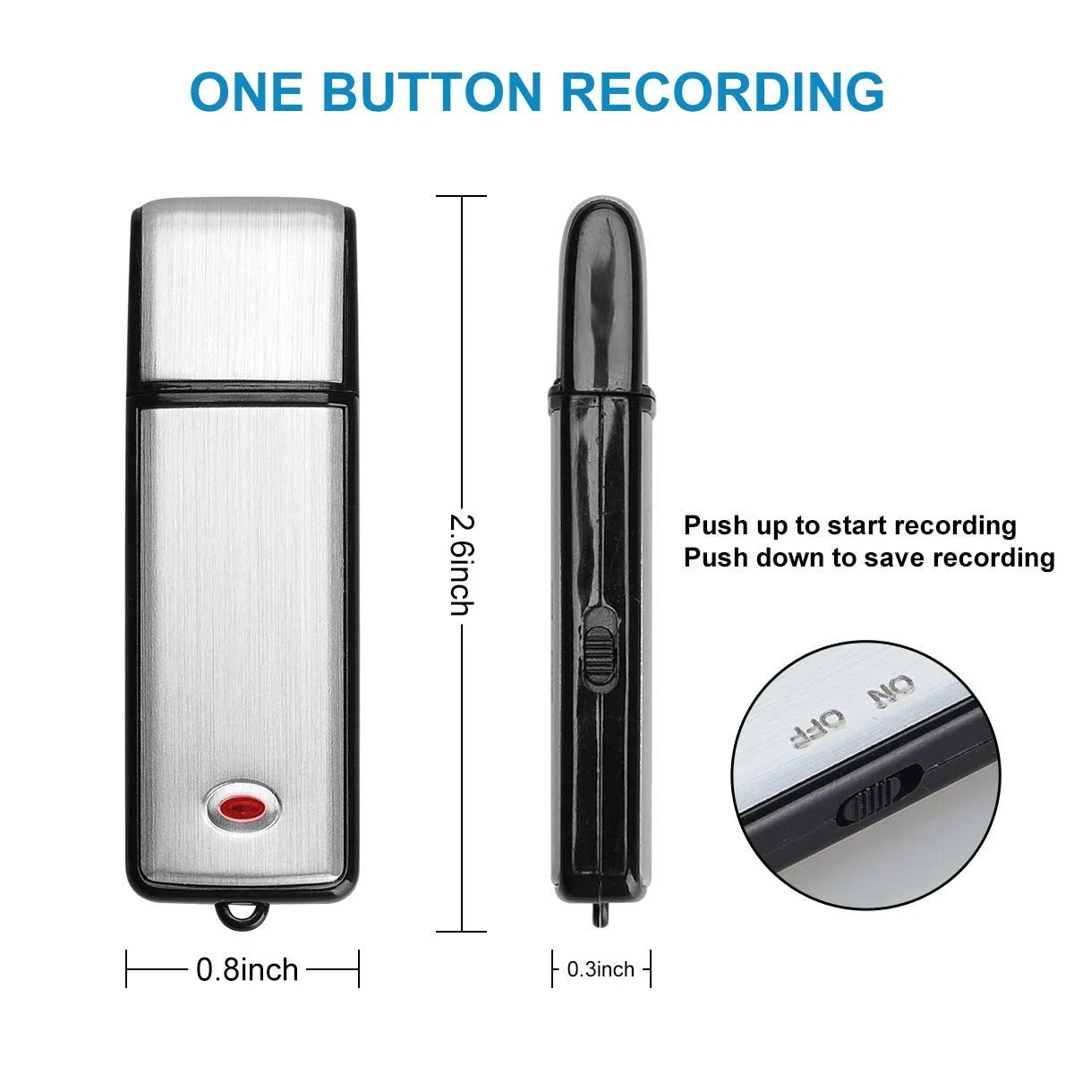 Podazz Mini registratore vocale digitale da 8/16 GB Registratore di suoni ricaricabile USB Con custodia in metallo con capacità di 90 ore per riunioni di conferenze (08 GB)