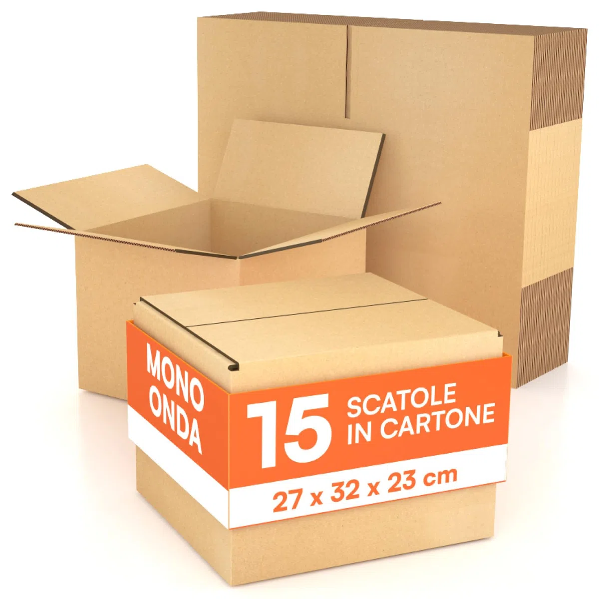 15 Scatole di Cartone 27x32x23 cm Eurocali per Trasloco Spedizioni E-Commerce Imballaggio Deposito - Scatoloni Mono Onda Made in Italy Rettangolari Multiuso Cartone Resistente Durevole - Colore Avana