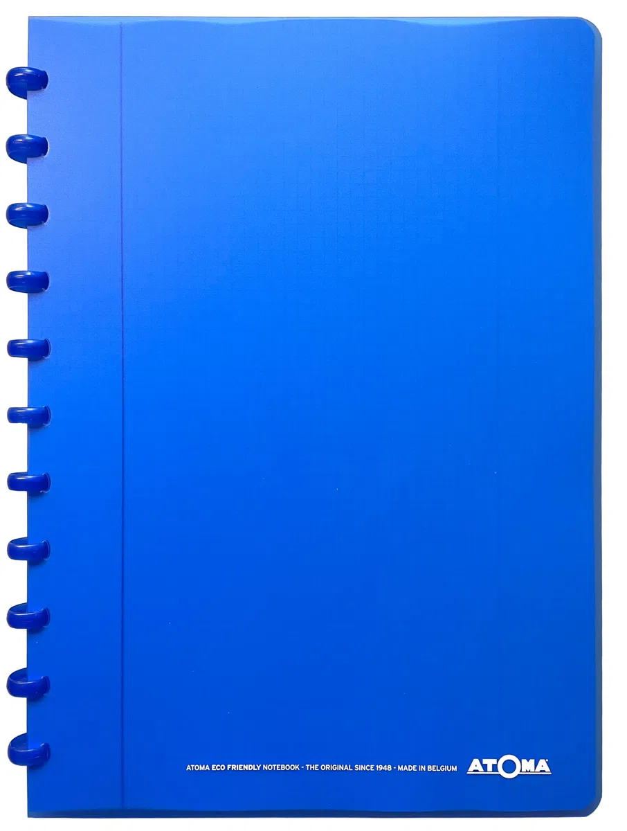 Atoma - Quaderno A4 con anelli - 72 fogli staccabili (144 pagine) con margine - Copertina in polipropilene riciclabile (blu - a quadretti (5 x 5 mm))