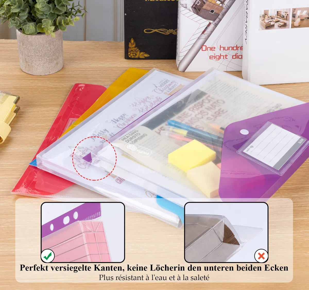 Agoer 24 Cartelle Portadocumenti A4 Espandibili, 6 Colori, 30.5 x 24 x 2 cm, 2 Tasche, 270 Fogli, 2 Bottoni, Tasca per Etichette, 11 Fori per Rilegatura