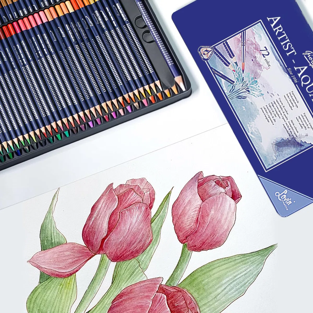 Matite Colorate,72 Set Matite da Disegno Professionali,per Sfumatura, Stratificazione e Pittura ad Acquerello,Con temperino,2 Estensori per matita e gomma,Matite Acquarellabili Professionali