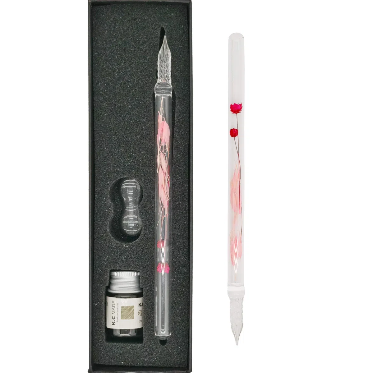 Penna in vetro con firma di cristallo, per arte, scrittura, firme, decorazione e regalo aziendale, 3 pezzi