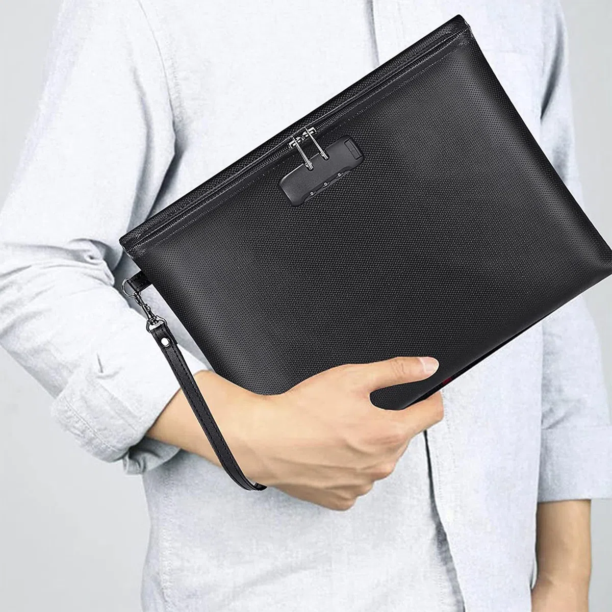 Borsa per documenti resistente alla temperatura con chiusura a codice, con cerniera, borsa protettiva per denaro, gioielli, oggetti di valore