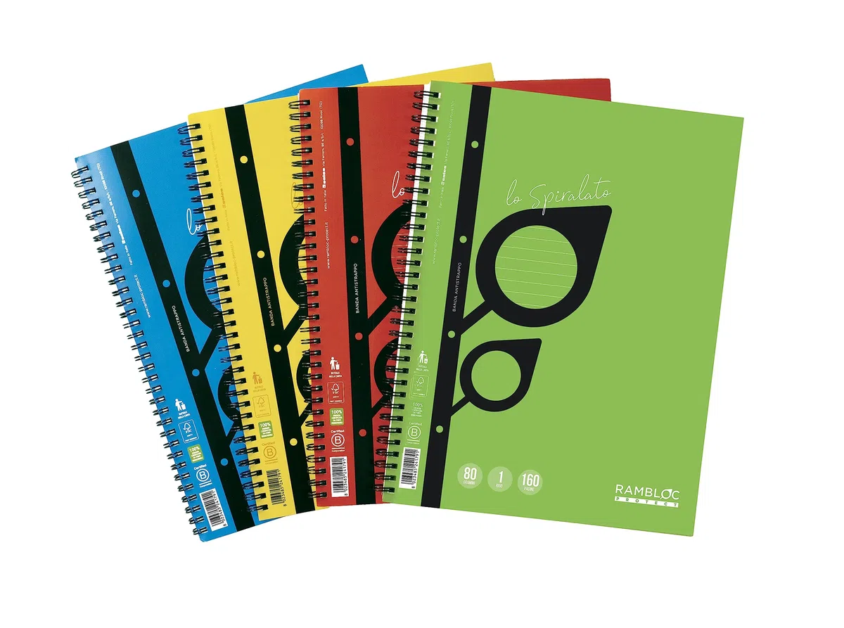RAMBLOC - Quaderno Spiralato Rinforzato A4 160 Pagine, Microperforate e Resistenti Rinforzati ff.80 (1 Rigo con margine)