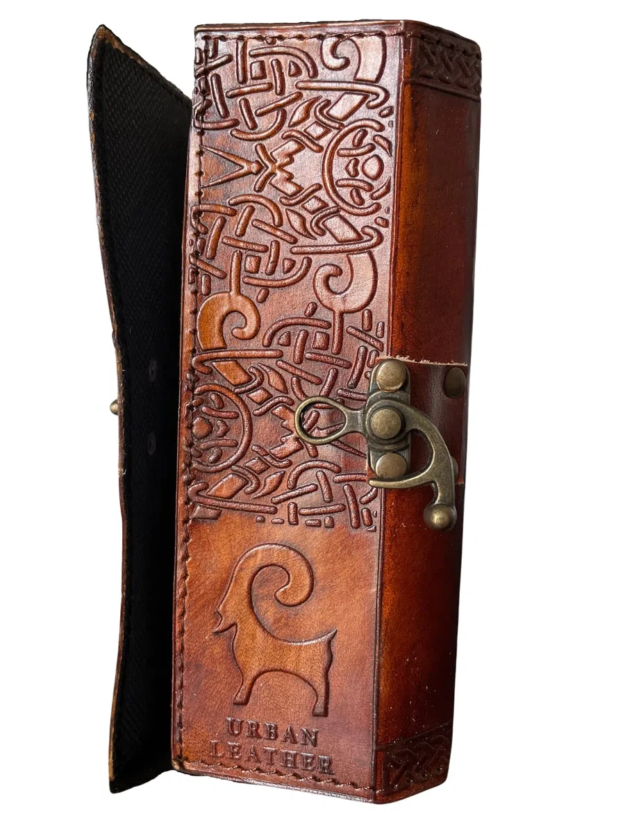 URBAN LEATHER – Taccuino in pelle vintage con stampa a rilievo di drago; ideale come sketchbook, album per ritagli o diario di viaggio. Regalo per uomo e donna, formato B6, pagine bianche.