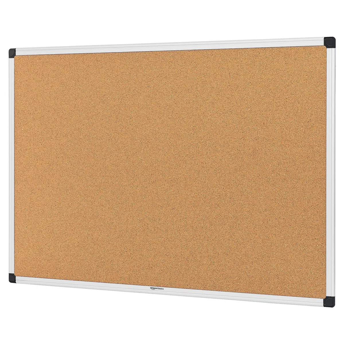 Amazon Basics Rettangolare Bacheca in sughero, con cornice in alluminio, Argento, 90 x 60 cm